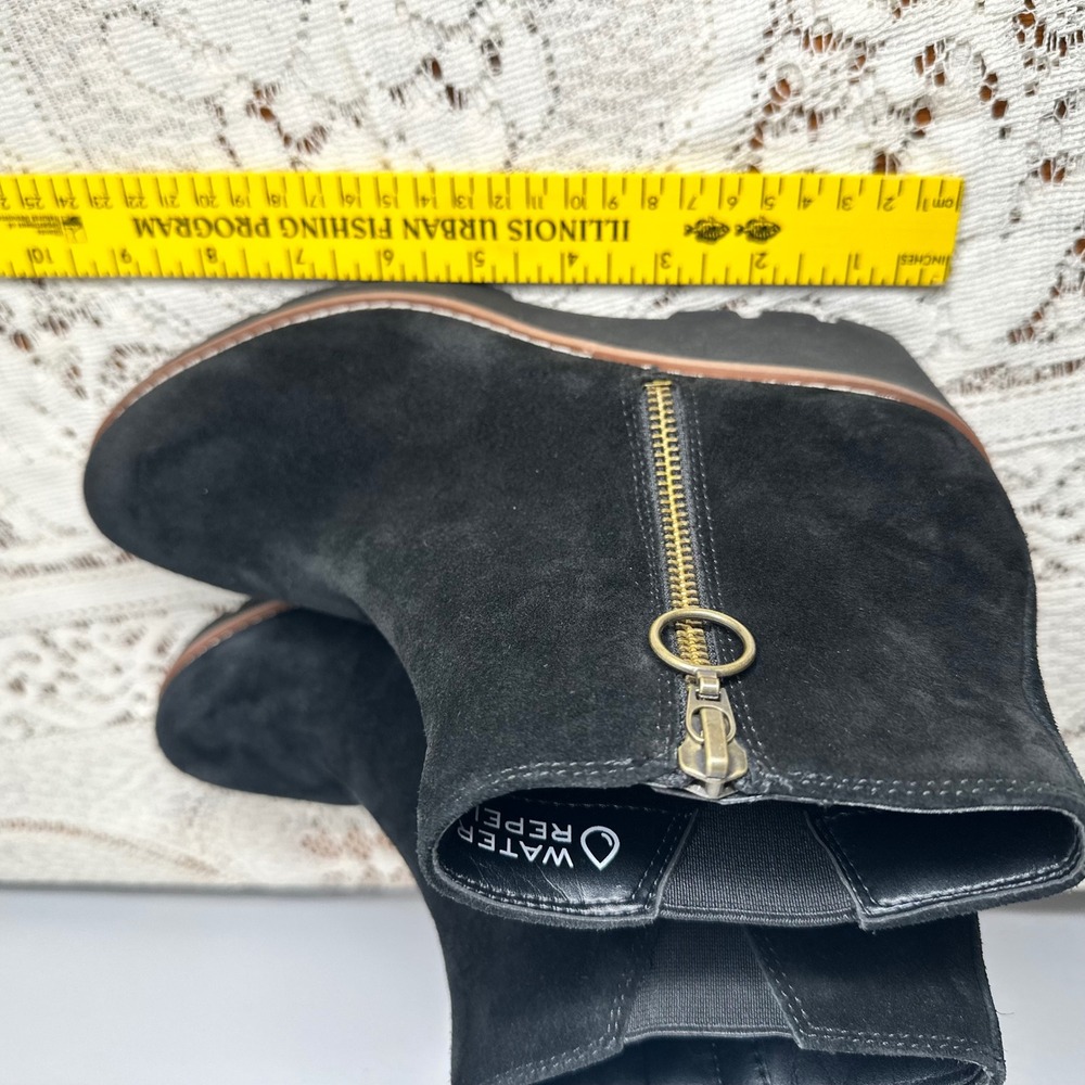 Vionic Hazal Black Suede Water Repellent Wedge Ankle Boots Womens 6.5 - Picture 8 of 11
